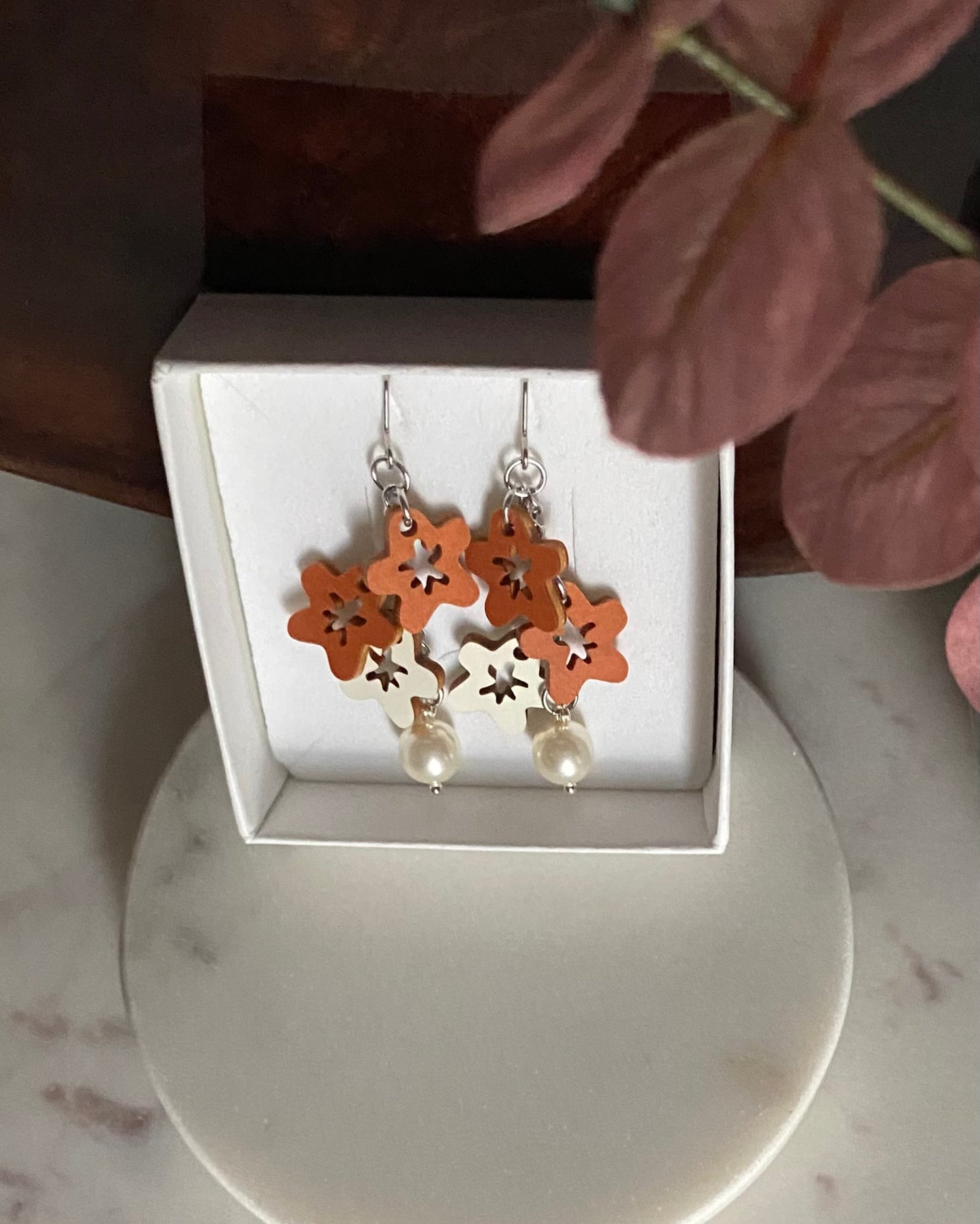 Little Flower Festoon earrings in a box