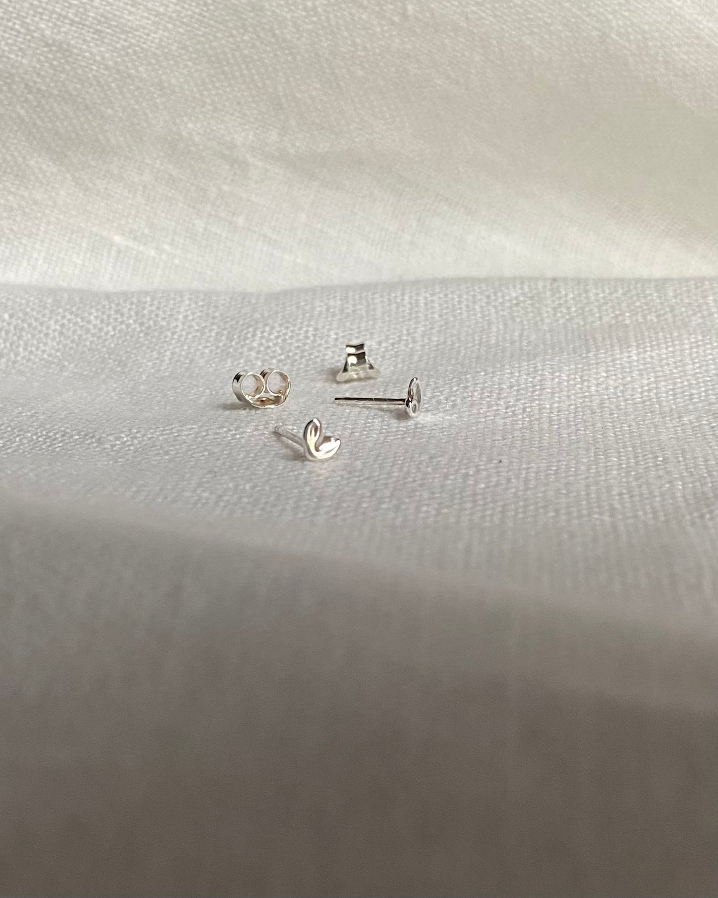 Heart Sprout, silver, stud earrings