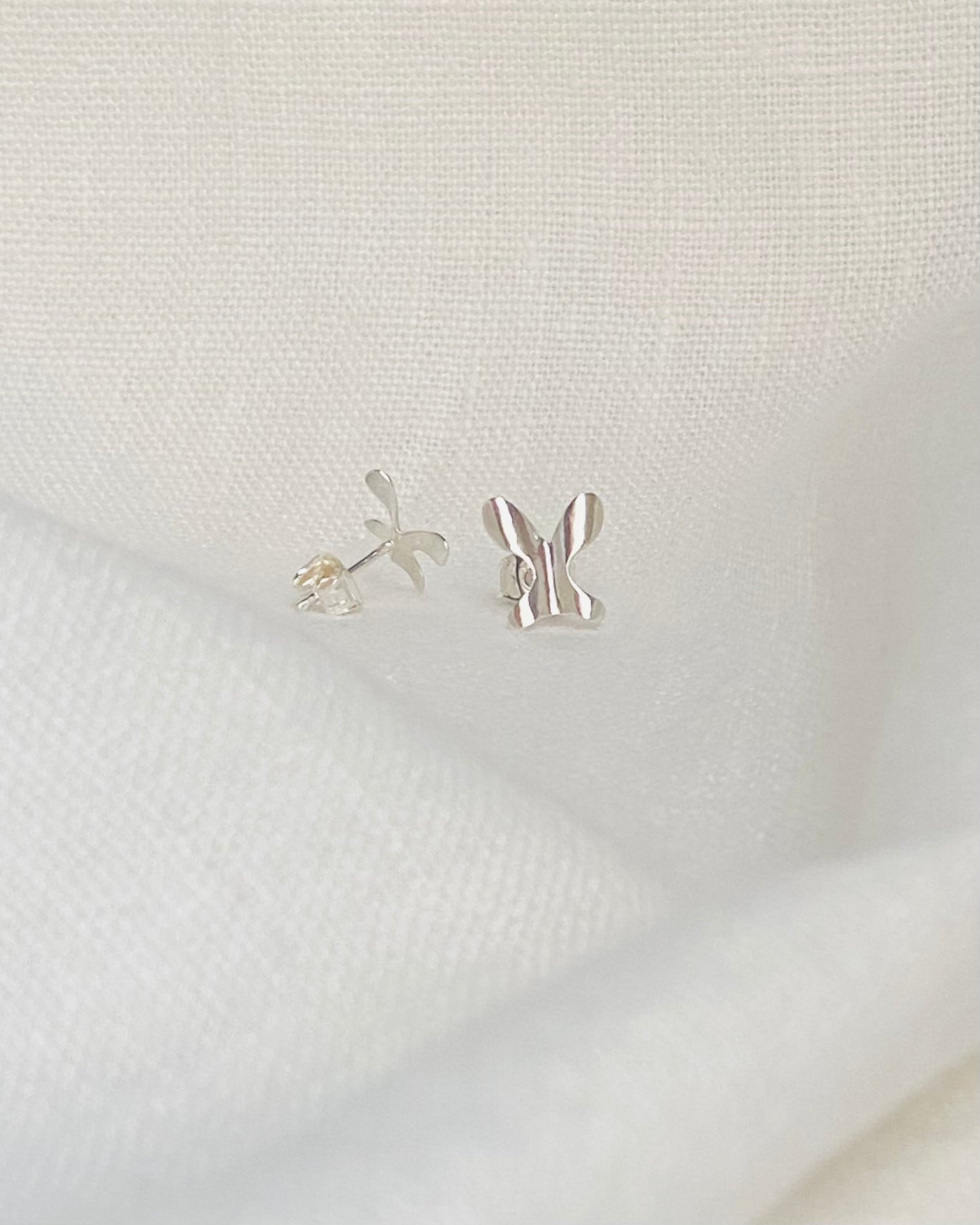 Butterfly, stud earrings, sterling silver