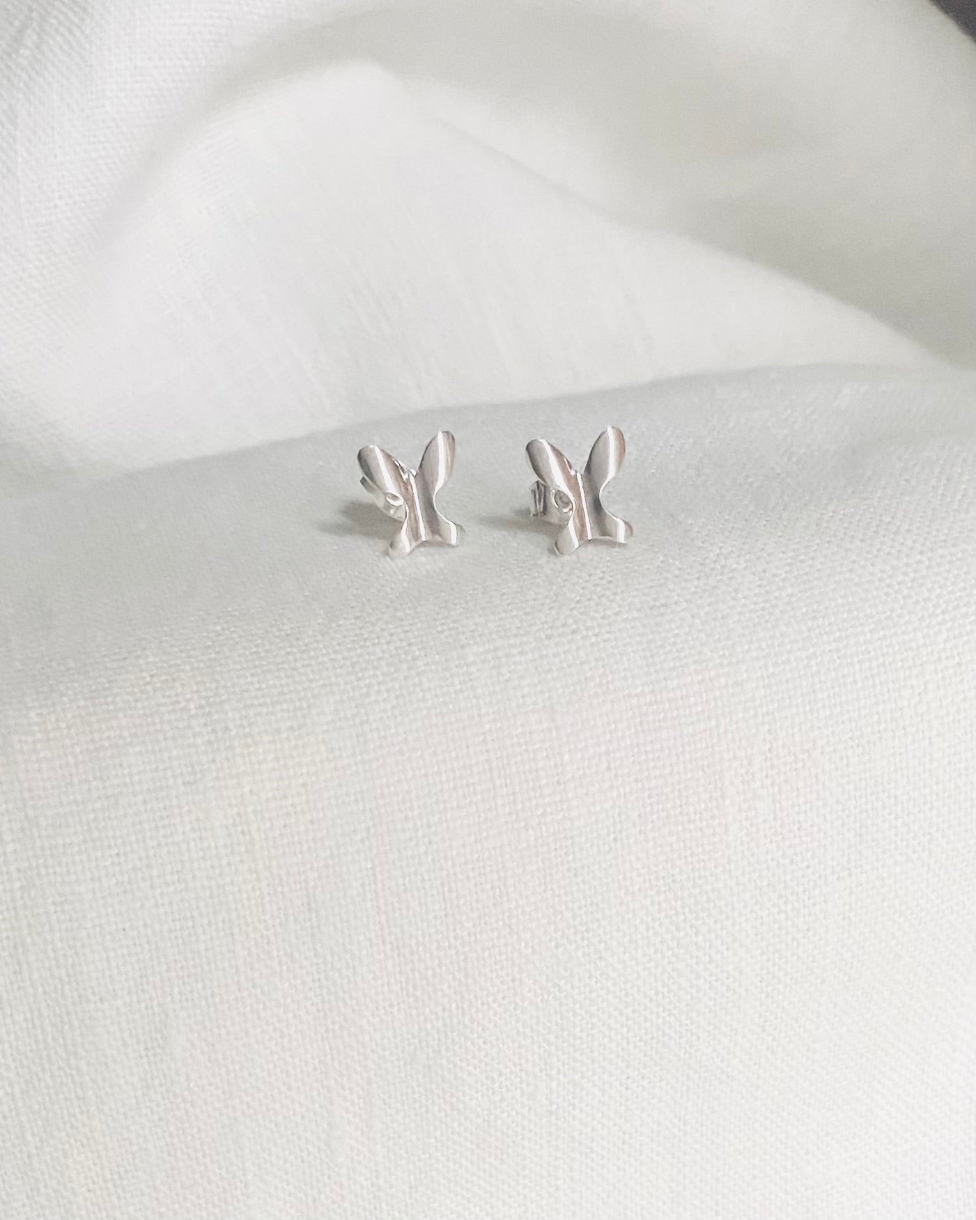 Butterfly, stud earrings, sterling silver