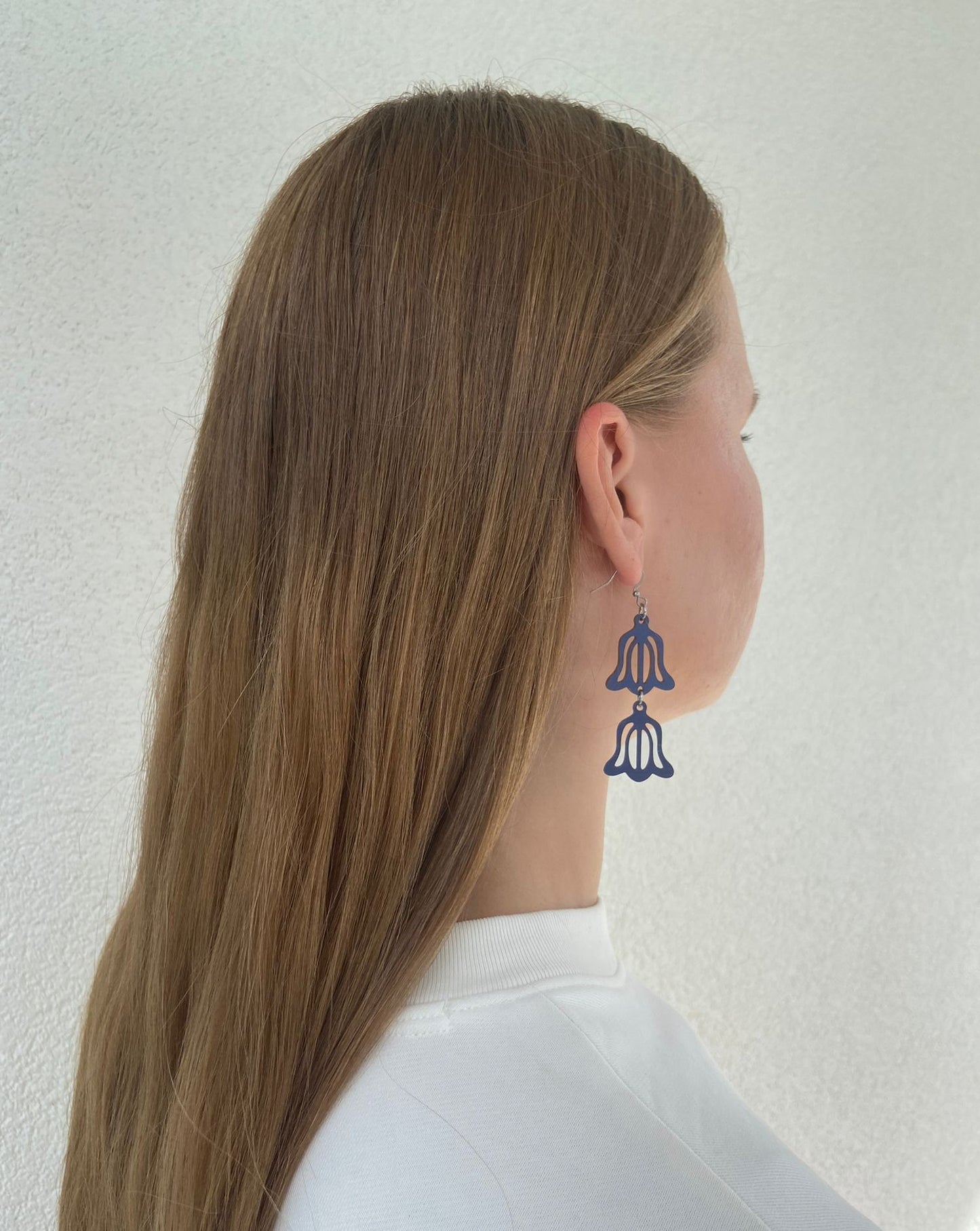 Bellflower 2-piece pair of earrings, painted wood