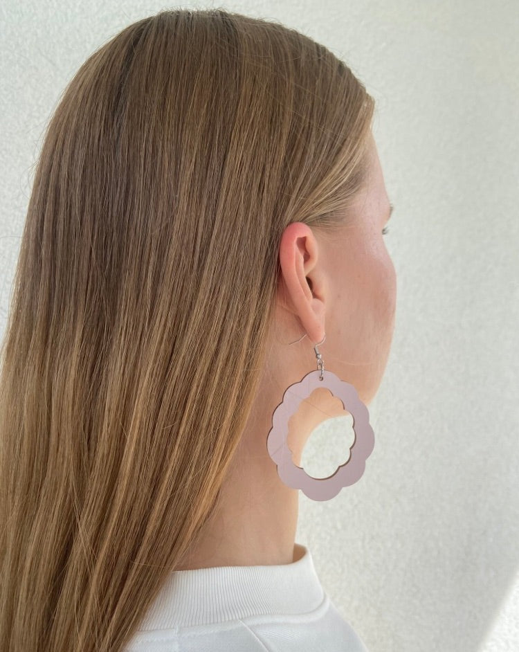 Cloud earrings, painted wood