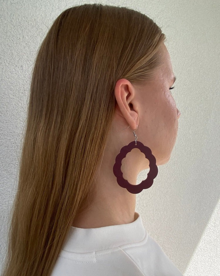 Cloud earrings, painted wood
