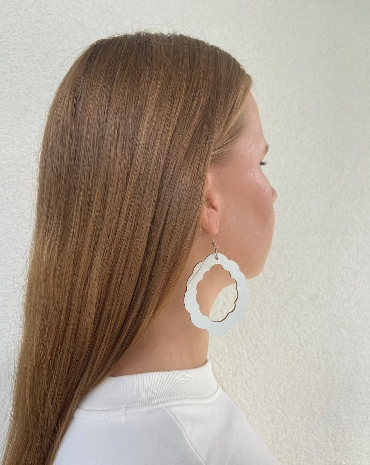 Cloud earrings, painted wood