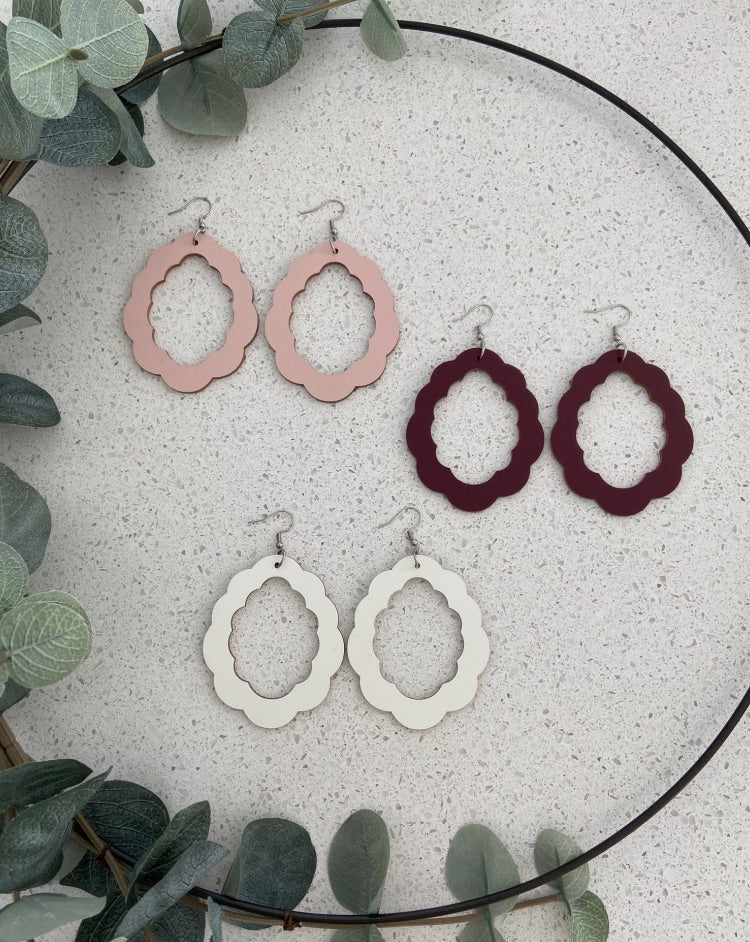 Cloud earrings, painted wood