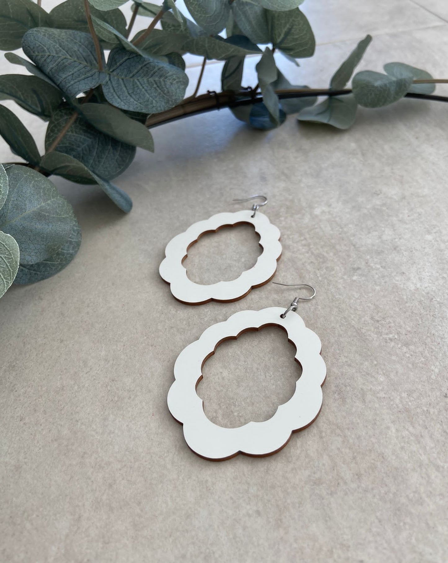Cloud earrings, painted wood