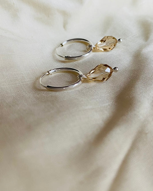 Örhängen med kristallpärlor, sterlingsilver