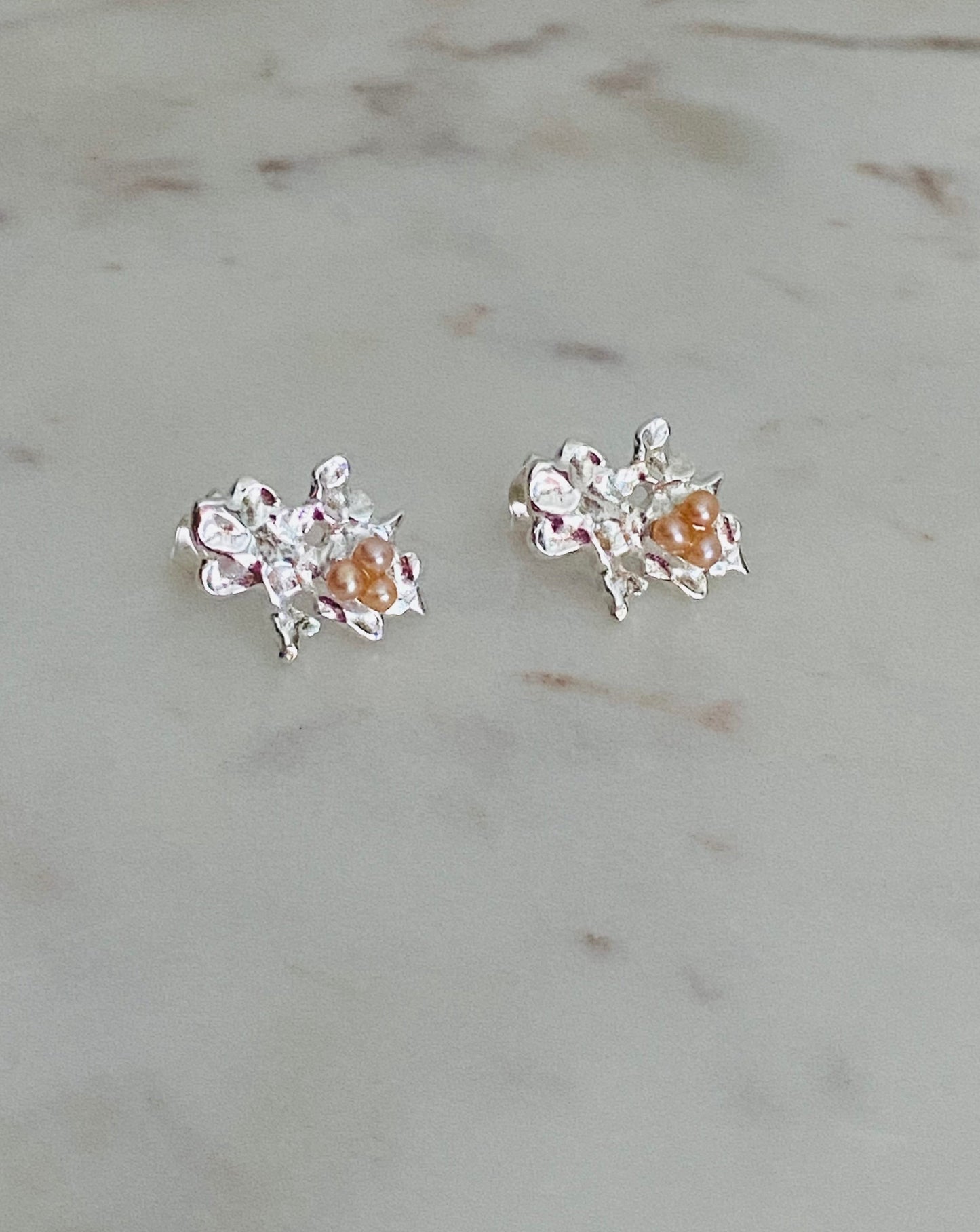 Midsummer, peach, stud earrings