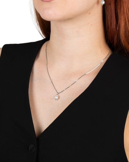 Small Baroque pearl pendant, sterling silver