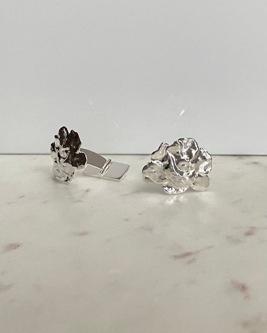 Midsommarros, manschettknappar, silver