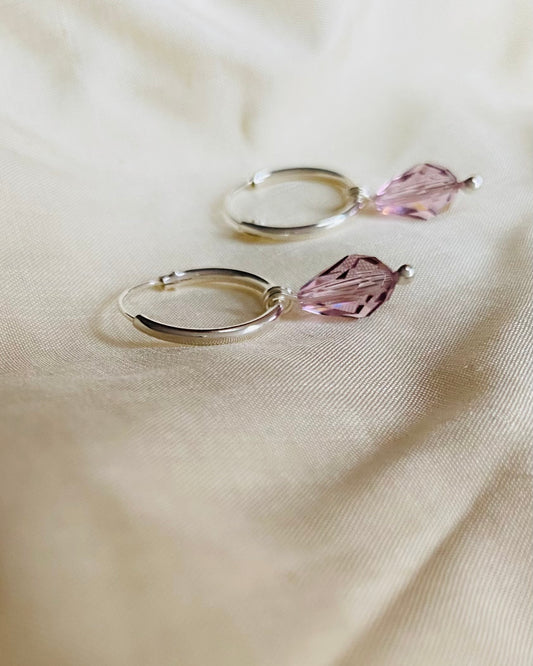 Örhängen med kristallpärlor, sterlingsilver