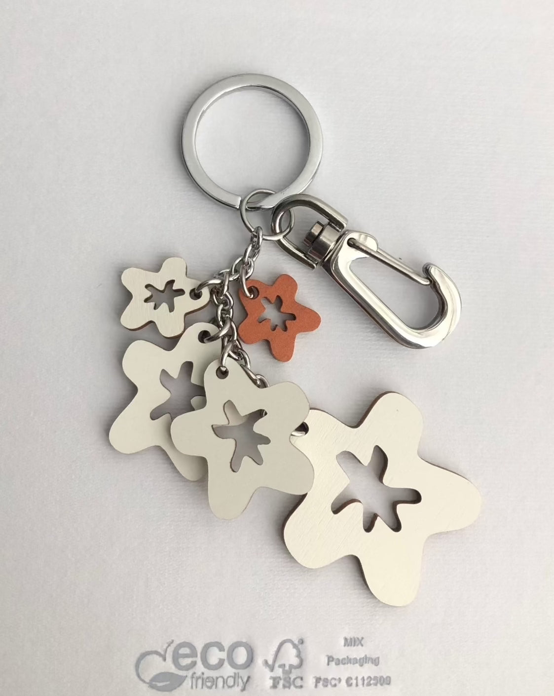 Flower Festoon for handbag and keys, painted wood