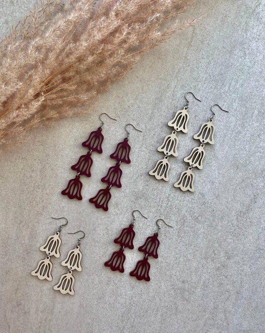 Bellflower 2-piece pair of earrings, painted wood