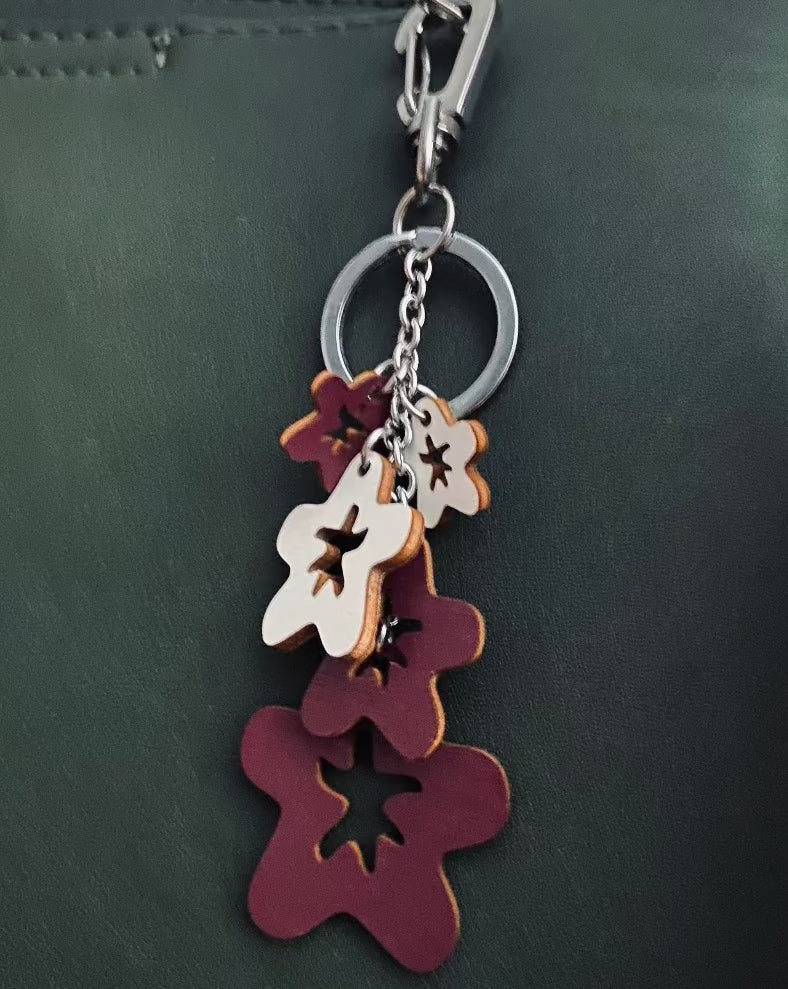 Flower Festoon for handbag and keys, painted wood