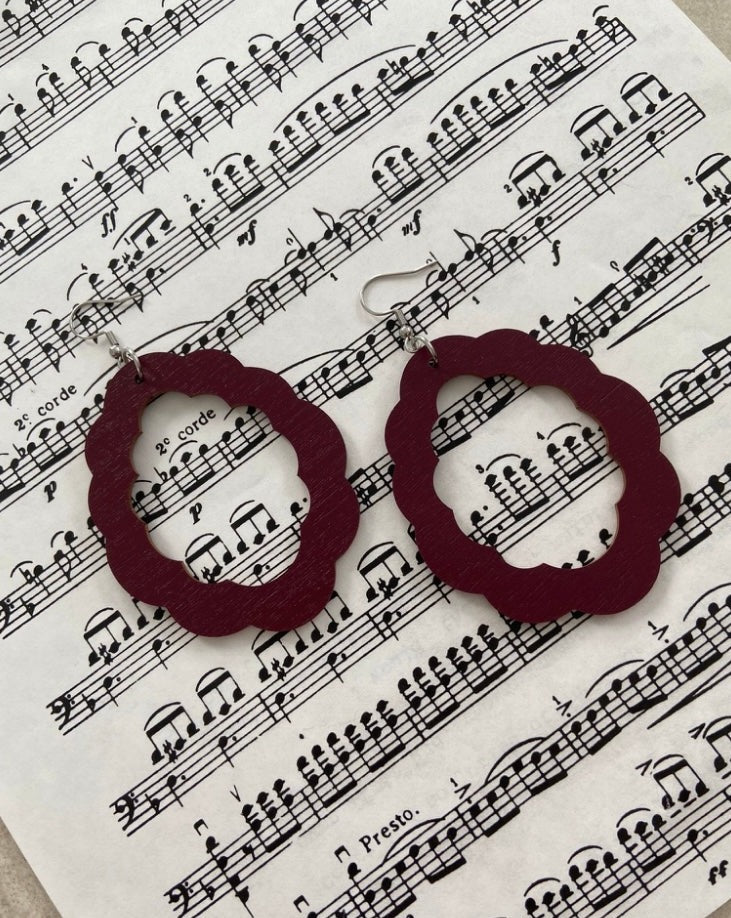 Cloud earrings, painted wood