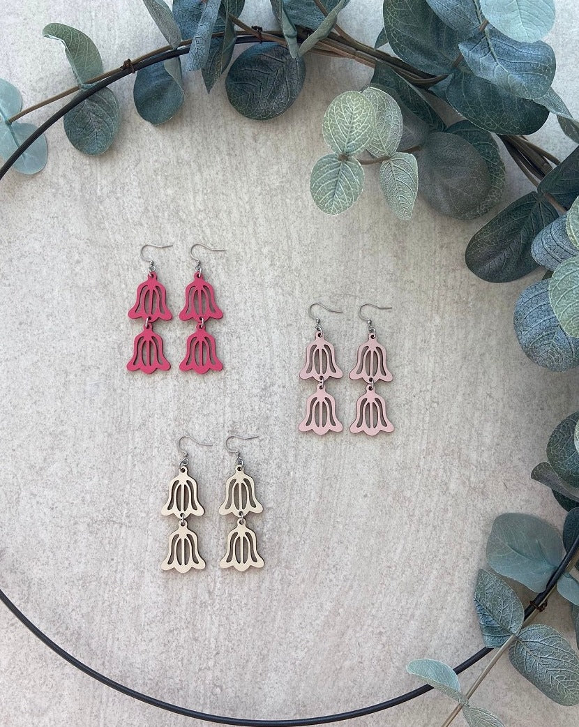 Bellflower 2-piece pair of earrings, painted wood