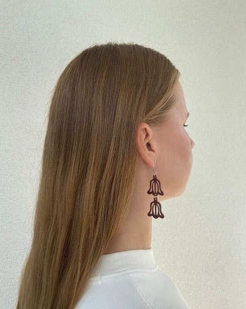 Bellflower 2-piece pair of earrings, painted wood