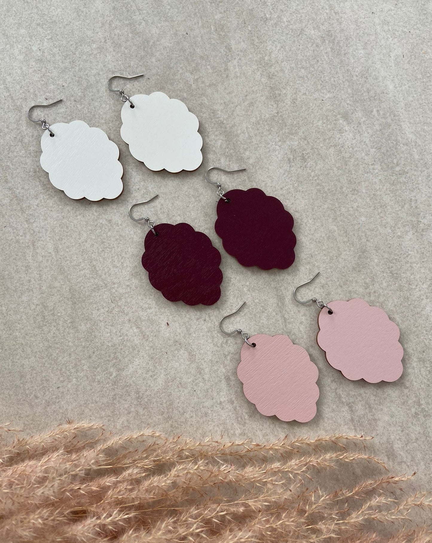 Berry earrings, painted wood